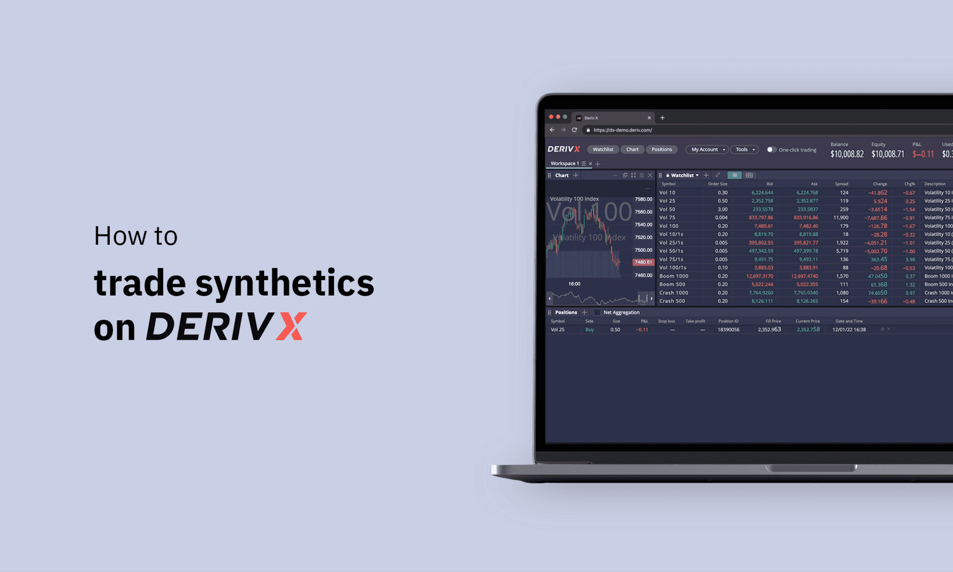 How to Trade Synthetics on Deriv X