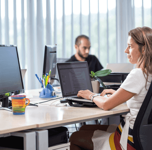 Girl working on a laptop