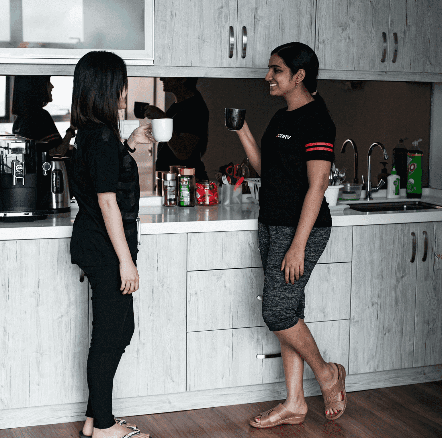 Girls having a coffee break
